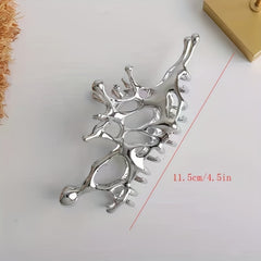 Irregular Butterfly Alloy Hair Claw Clip Silvery Non Slip Strong Hold Hair Clip