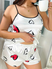 Women's Plus Heart Print Cami Top & Shorts Pajama 2 Piece Set