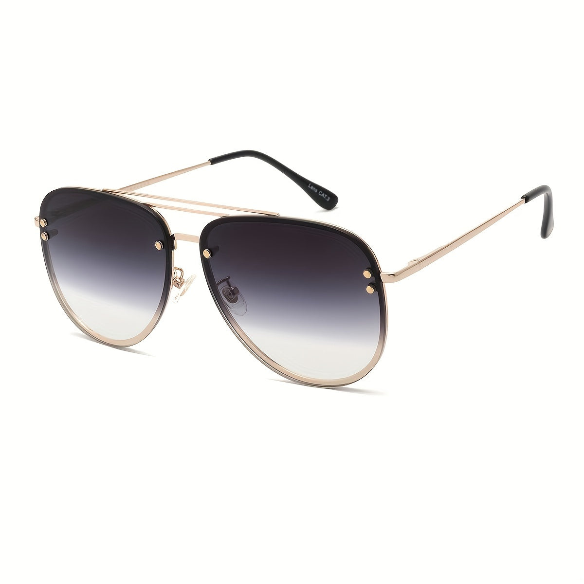 OUWEN Large Frame Sunshade Sunglasses Golden Gradient UV400 Protection