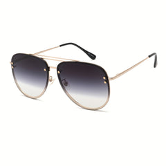 OUWEN Large Frame Sunshade Sunglasses Golden Gradient UV400 Protection