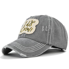 Letter Embroidery Patch Baseball Distressed Washed Vintage Sports Hat