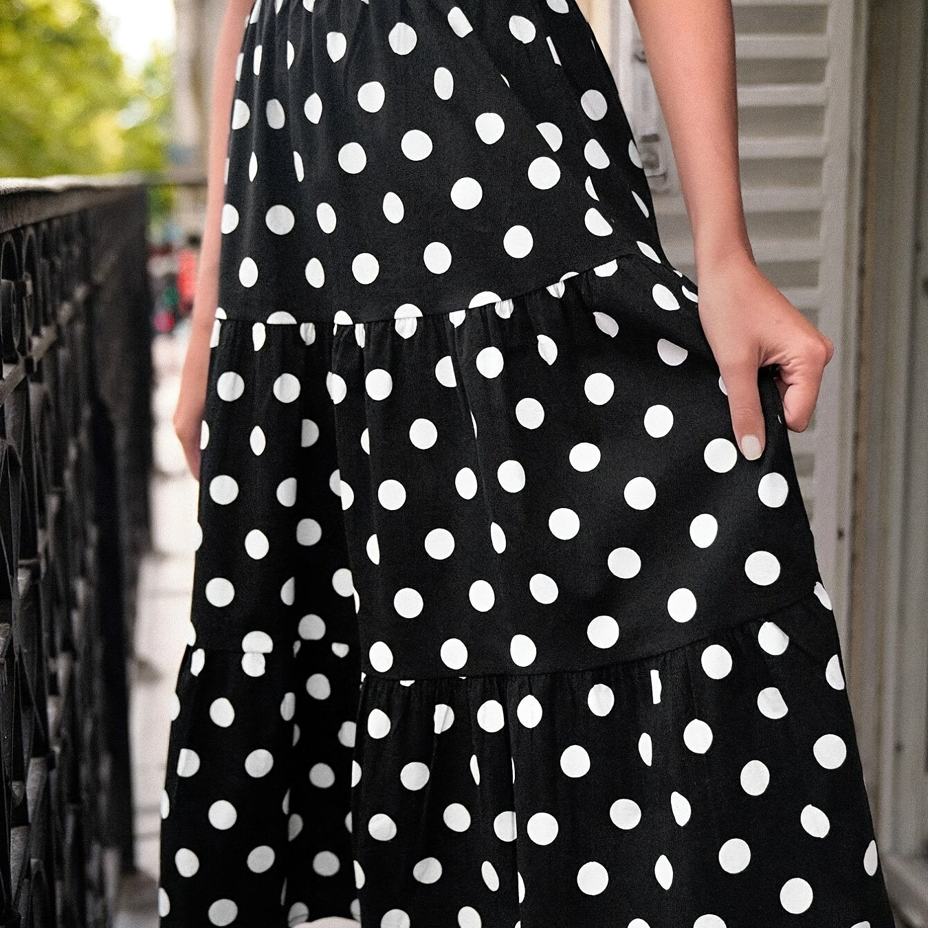 Women's Polka Dot Tiered Skirt High Waist Layered Casual Skirt