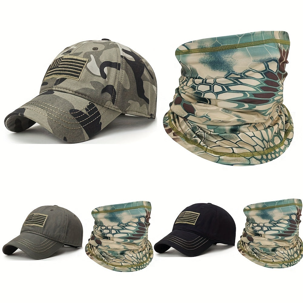 American Flag Patch Baseball Cap & Face Mask Set - Outdoor Riding Equipment