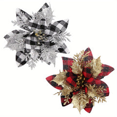 Christmas Decorations Golden Powder Lattice Christmas Flowers