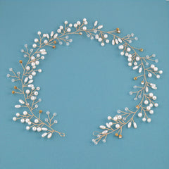 Silver Bridal Headpiece Faux Pearl Crystal Hair Accessories