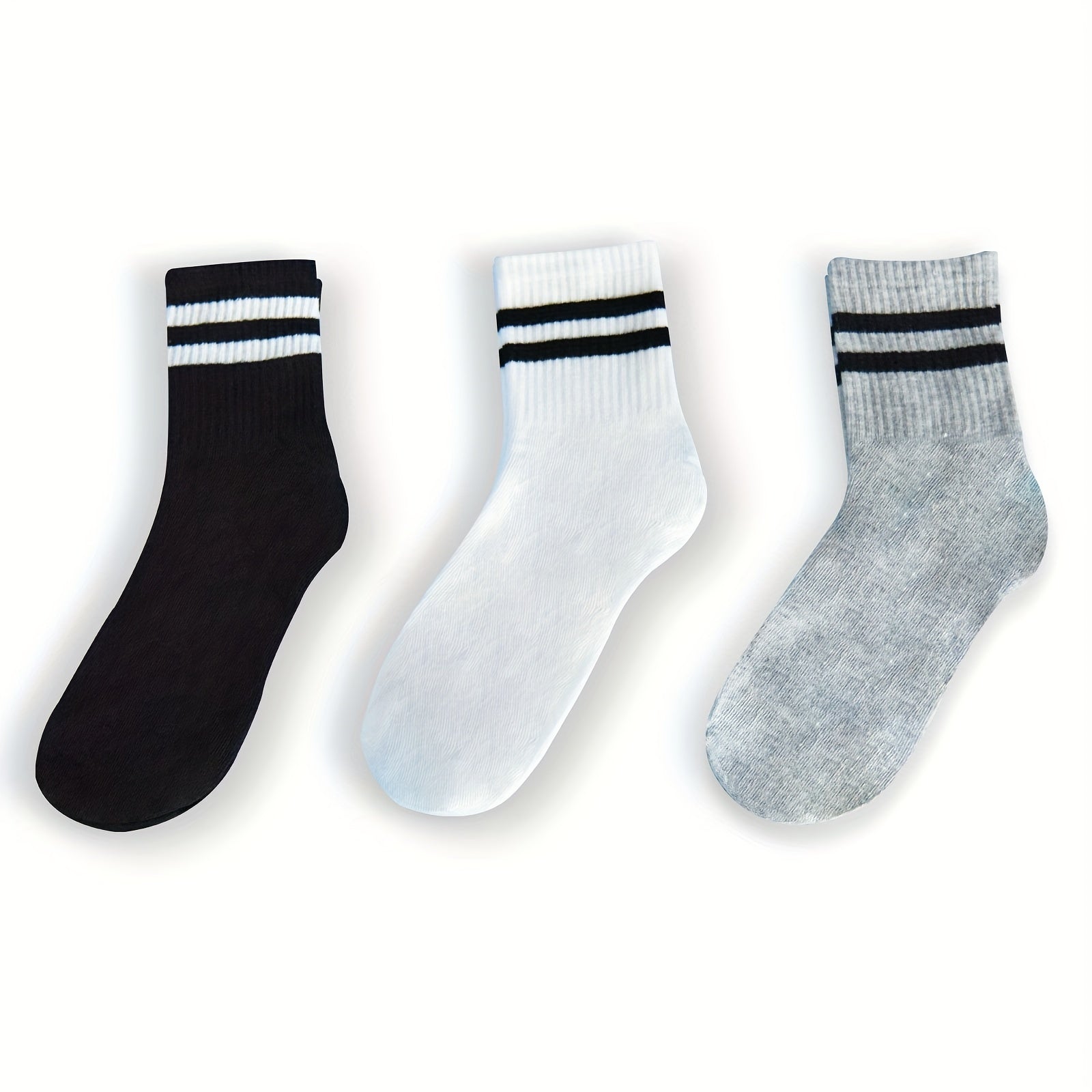 5 Pairs Striped Mid Tube Socks for Men All Seasons