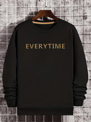 EVERYTIME Print Sweatshirt Men's Casual Graphic Crew Neck Pullover Sweatshirt