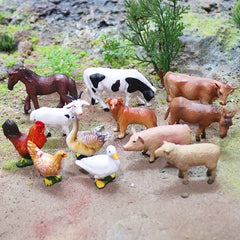 12 PCS Mini Farm Animal Figurines Educational Toys for Kids - PVC Material