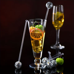 6pcs Glitter Disco Ball Cocktail Swizzle Sticks - Adds Sparkle to Drinks