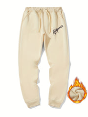 Men's Guitar Print Drawstring Fleece Sweatpants