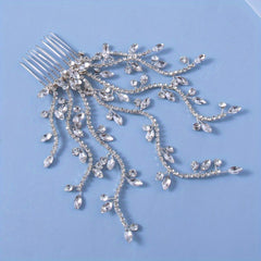 Bridal Crystal Faux Pearl Hair Comb Flower Rhinestone Head Piece