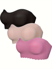 3pcs Scalloped Wireless Push Up Strapless Bra Women's Lingerie