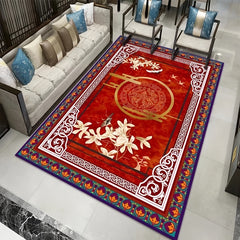 Vintage Oriental Floral Area Rug Soft Crystal Velvet Non-slip TPR Carpet