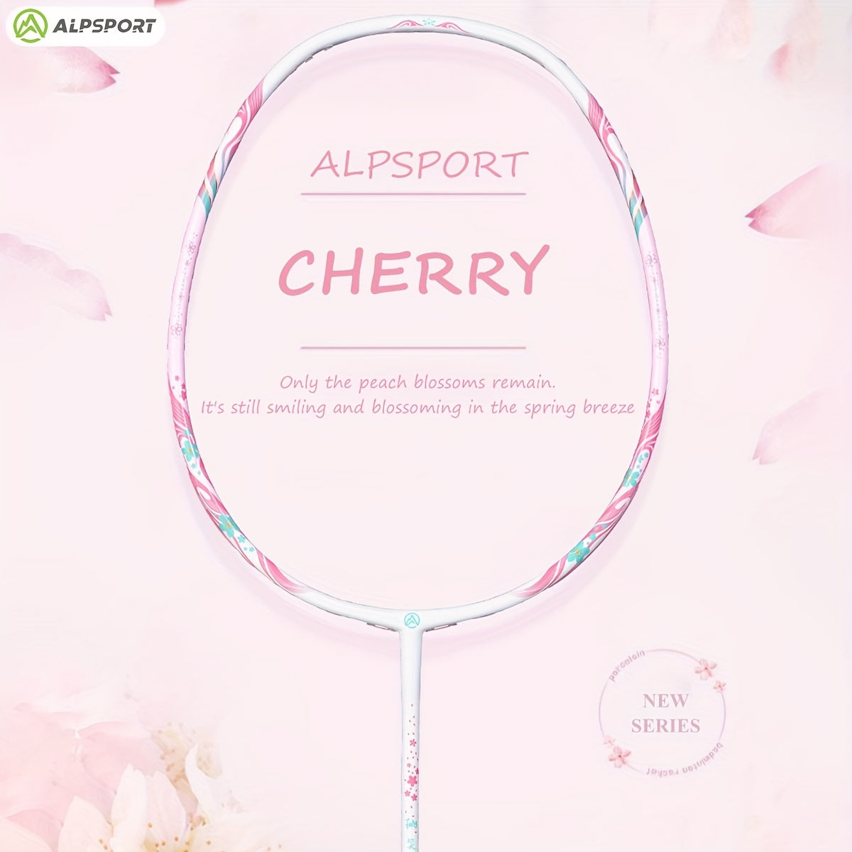 ALPSPORT 1pc Carbon Fiber Badminton Racket Cherry 100 T800 Strings