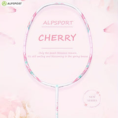 ALPSPORT 1pc Carbon Fiber Badminton Racket Cherry 100 T800 Strings