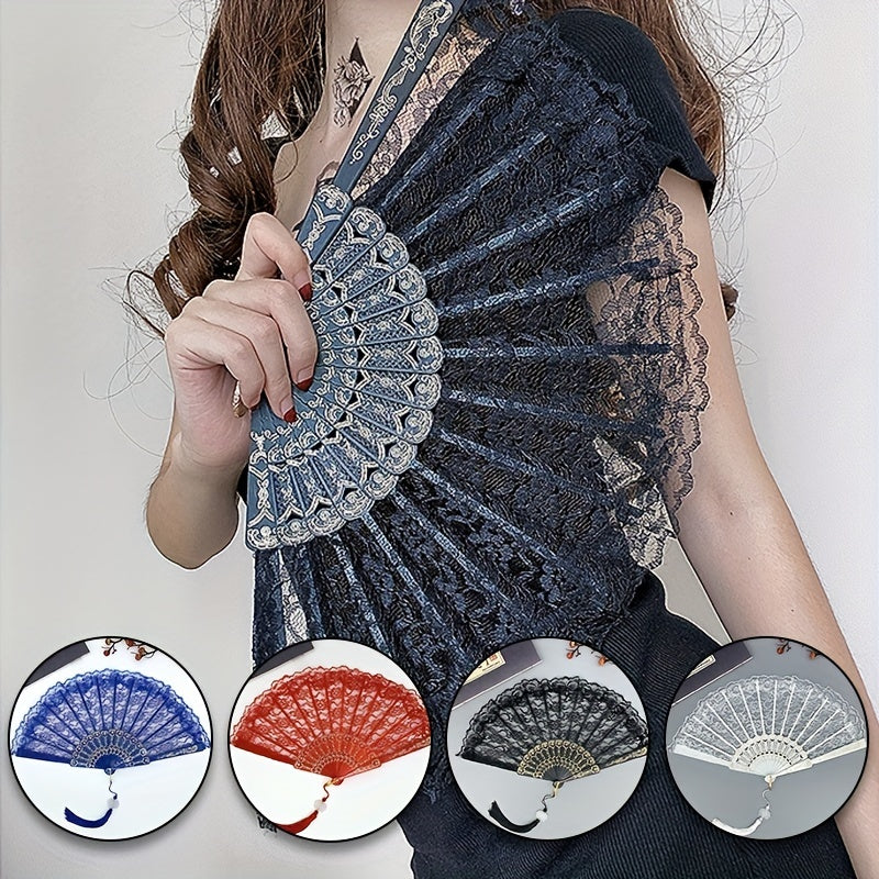 Retro Style Lace Orchid Folding Fan Dance Photography Props
