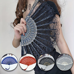 Retro Style Lace Orchid Folding Fan Dance Photography Props