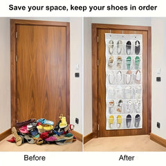 Over The Door Shoe Storage Hanging Bag 24 Grid Multifunctional Organizer