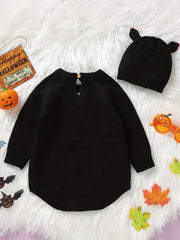 Baby Halloween Skull Graphic Onesie & Hat Set