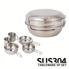 5pcs Stainless Steel Tableware Set for Camping