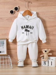 Baby Autumn Winter Sweatshirt Top Trousers Set HAWAII Coconut Tree Print