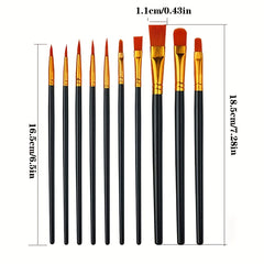 20 Round Nylon Hair Paint Brushes Set for Acrylic & Watercolor