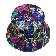 Skull Mushroom Print Bucket Hat Men's And Women's Outdoor Sunshade Hat
