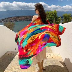 Feather Pattern Scarf Shawl Casual Head Wrap Gift For Mother's