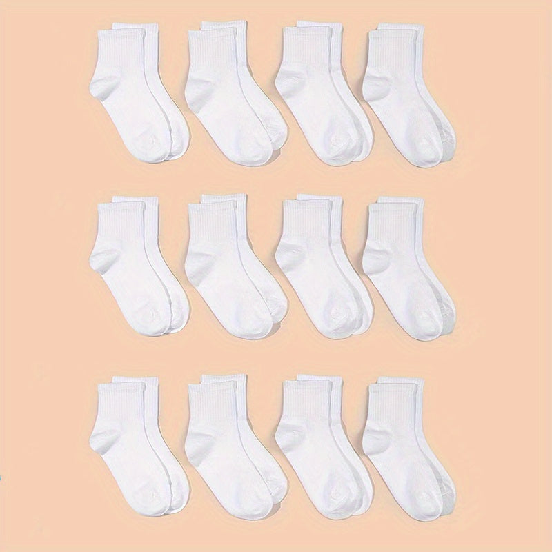 12 Pairs Kids Mid Tube Socks Unisex Crew Socks for Spring Summer