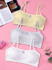 3pcs Girls Solid Soft Underwear Bra Set