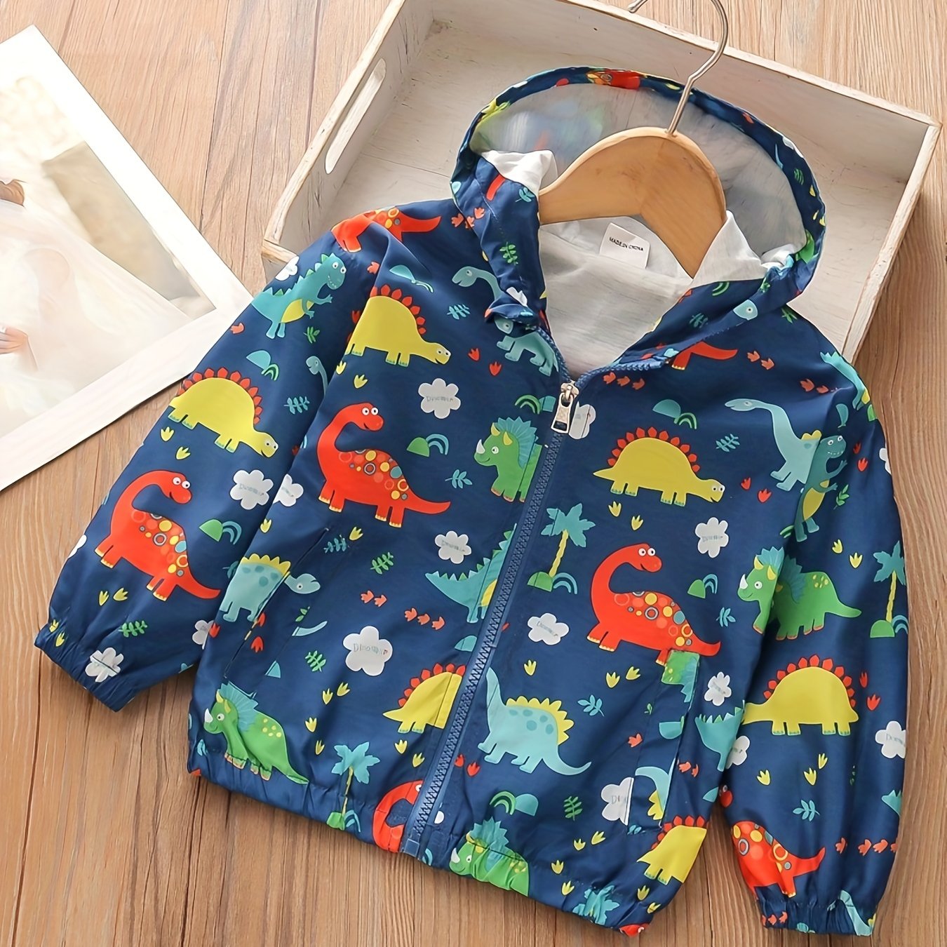 Boys Dinosaur Hooded Jacket Windbreaker Kids Clothes
