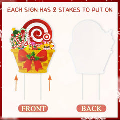6pcs Candy Christmas Yard Signs Peppermint Lollipop Decorations