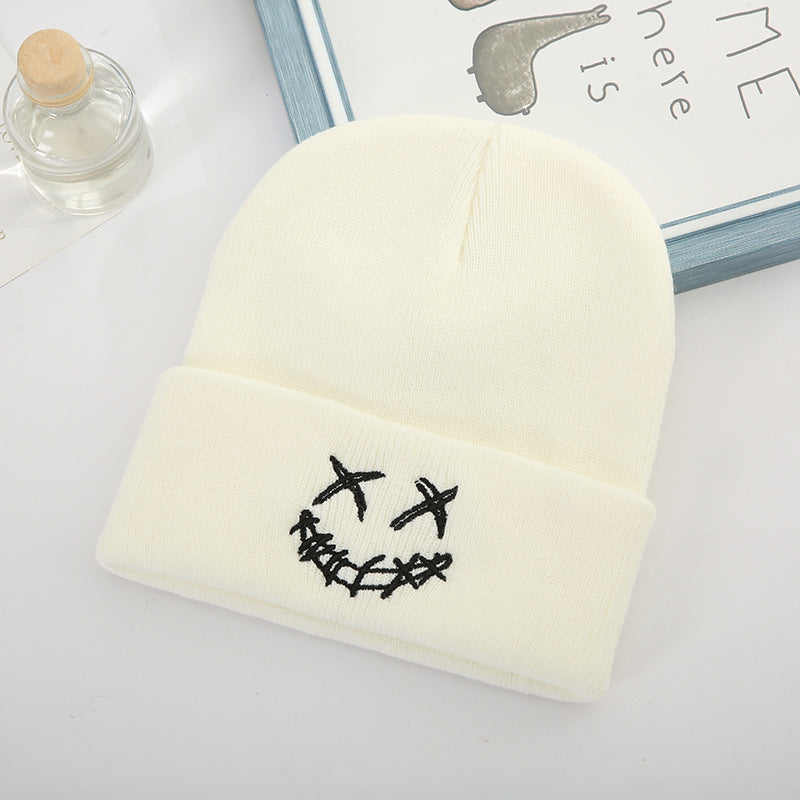 Creative Smile Face Embroidery Knit Hat
