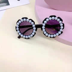 Y2K Flower Frame Faux Pearl Sunglasses UV Protective