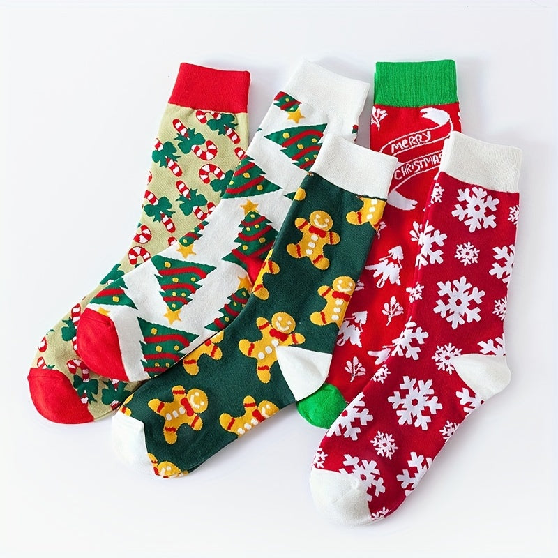 Christmas Print Socks Women's Mid Tube Stockings