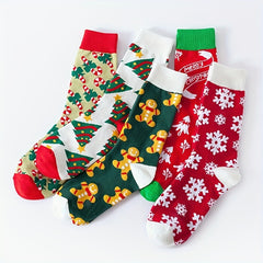 Christmas Print Socks Women's Mid Tube Stockings