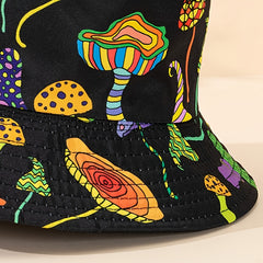 Men's Mushroom Print Bucket Hat Lightweight Breathable Sun Fishing Beach Hat