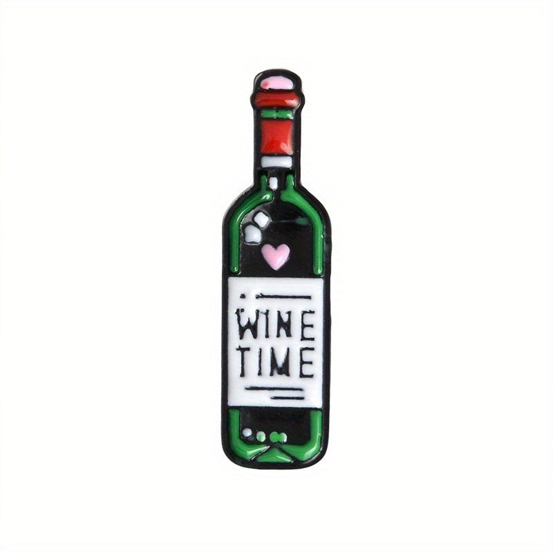 Colorful Enamel Wine Bottle Or Wine Cup Alloy Pin Brooch