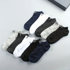 10 Pairs Grid Pattern Sports Ankle Socks For Men