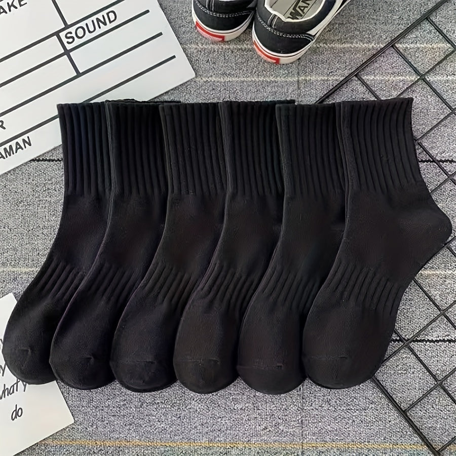 6 Pairs Ribbed Mid Tube Socks Women's Stockings
