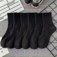 6 Pairs Ribbed Mid Tube Socks Women's Stockings