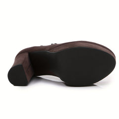 Women's Platform Dress Pumps Buckle Strap Block Heels