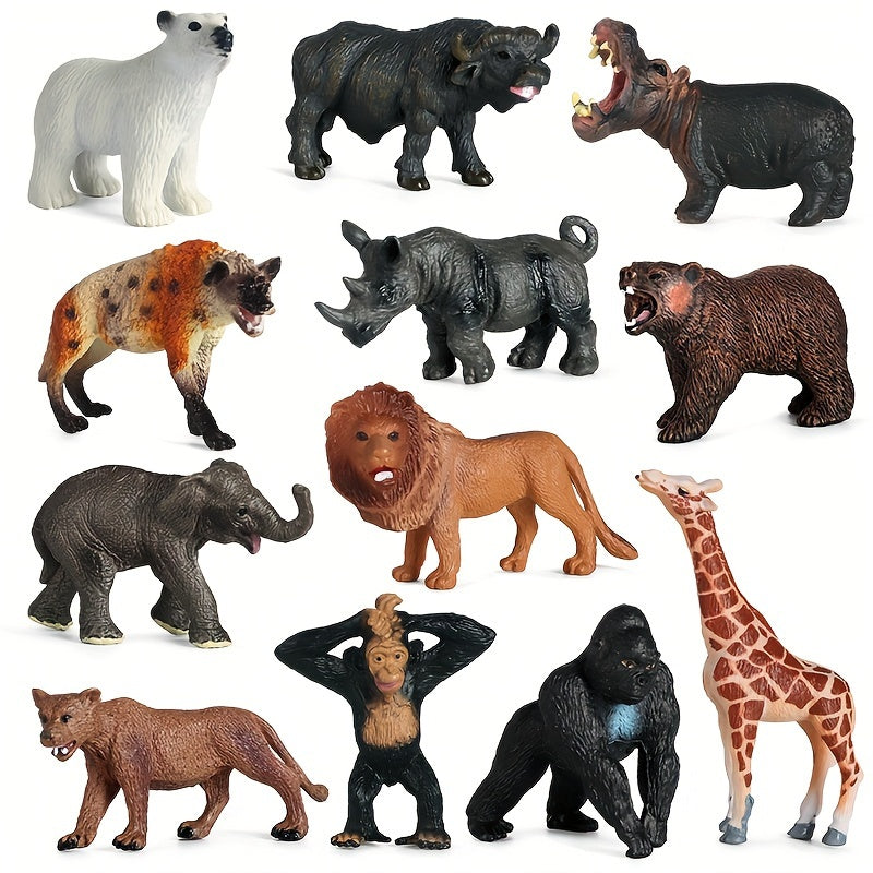 12pcs Wildlife Action Dolls Set Animal Figures Party Favors & Educational Mo
