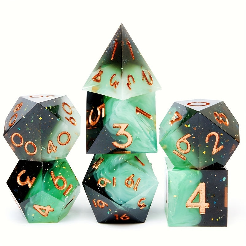 7pcs Sharp Edge Polyhedral Dice Set for Roleplaying Chess Game