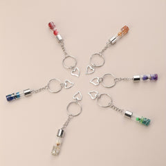 6pcs Flower In Bottle Keychain Heart Key Ring Purse Bag Backpack Car Charm