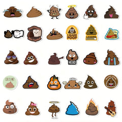 60pcs Cartoon Prank Toilet Expression Stickers Waterproof Vinyl Stickers