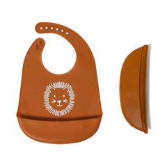 Baby Silicone Bib Lion Print Waterproof BPA Free