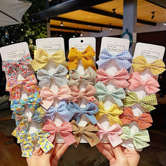 5-Piece Plaid Floral Polka Dot Hair Clips for Baby Girls