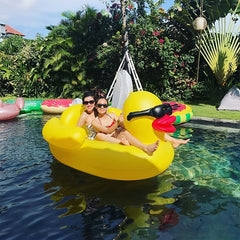 Large Yellow Duck Inflatable Water Toy with Beverage Holders