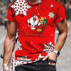 Christmas Santa Claus Snowflake Print Men's Graphic T-shirt